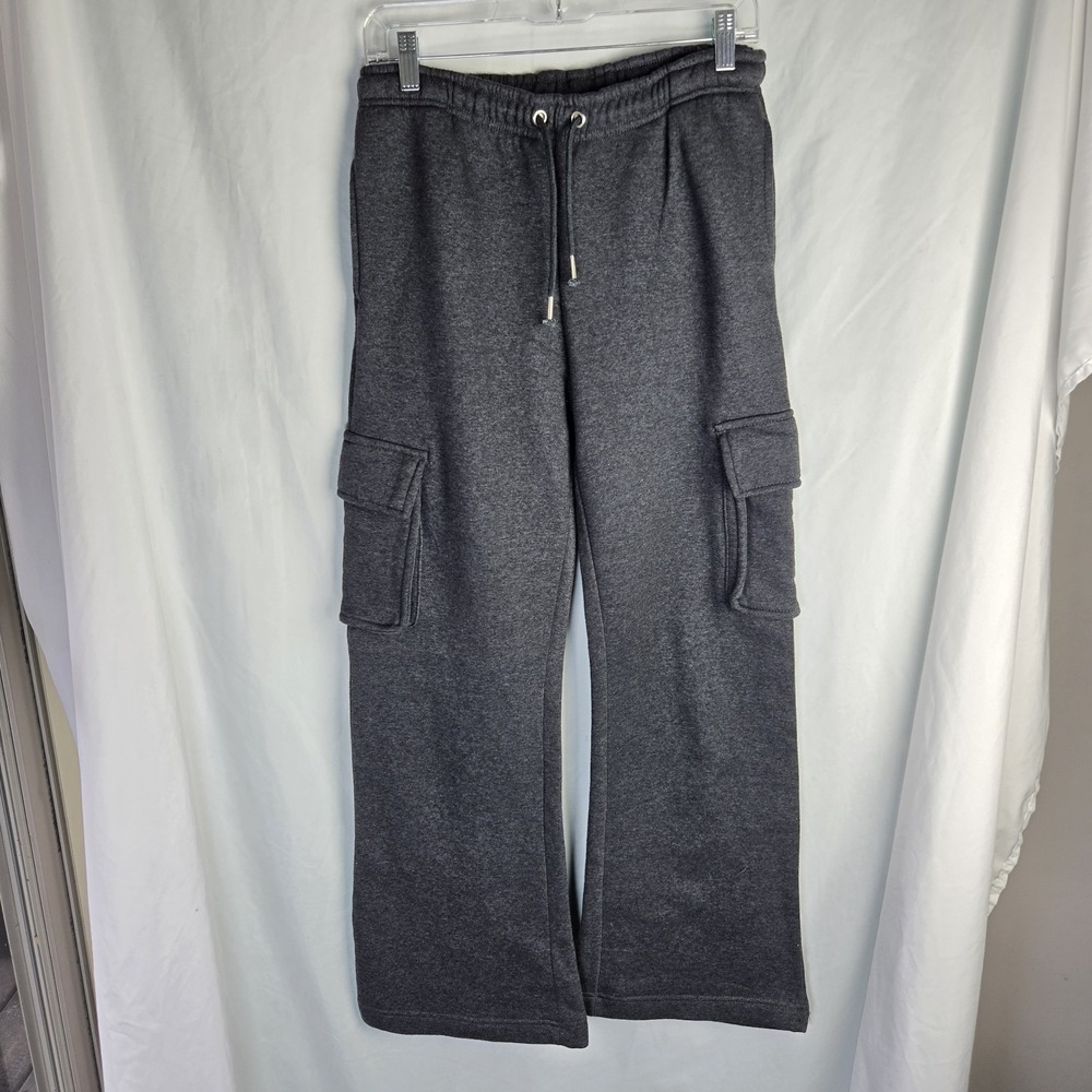 R+Laxx Cargo Wide Leg Sweat Pants Womens Large LP5382 Gray Athleisure Weekend